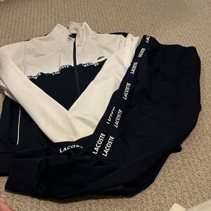 Lacoste Navy and White Colorblock Track Set
